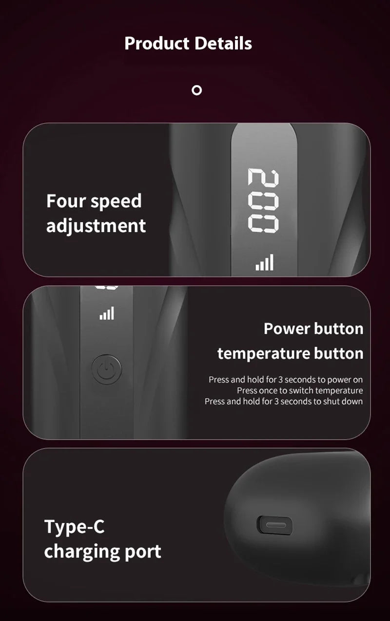 Peigne chauffant lissant/bouclant sans fil, rechargeable, anti-brûlure, avec technologie ionique