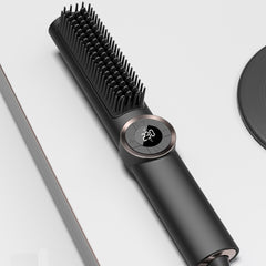 Brosse lissante 2-en-1 avec 15 réglages de chaleur, chauffe en 30s, écran LCD et double voltage, qualité salon