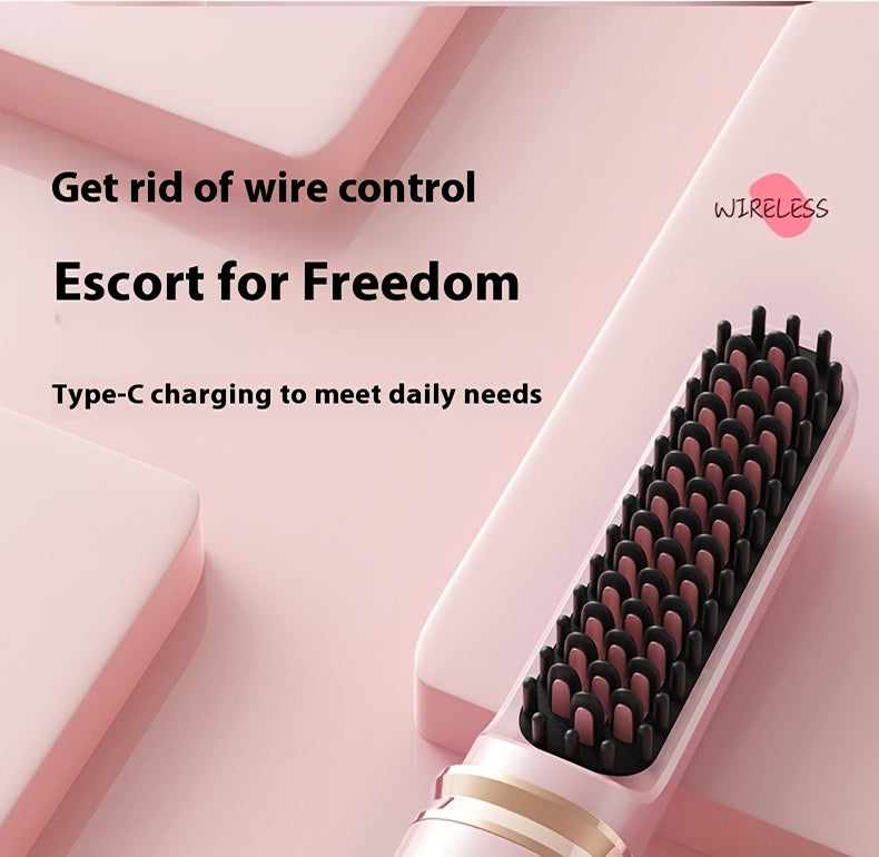Rechargeable Wireless Hair Straightener & Curler - Gentle on Hair, Portable Styling Tool with USB Charging