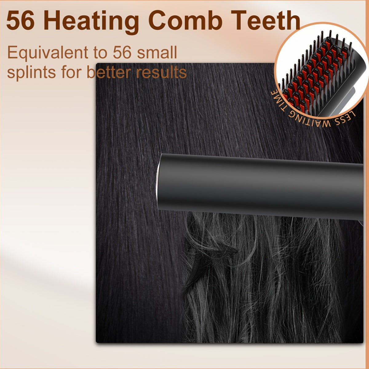 Brosse lissante 2-en-1 avec 15 réglages de chaleur, chauffe en 30s, écran LCD et double voltage, qualité salon