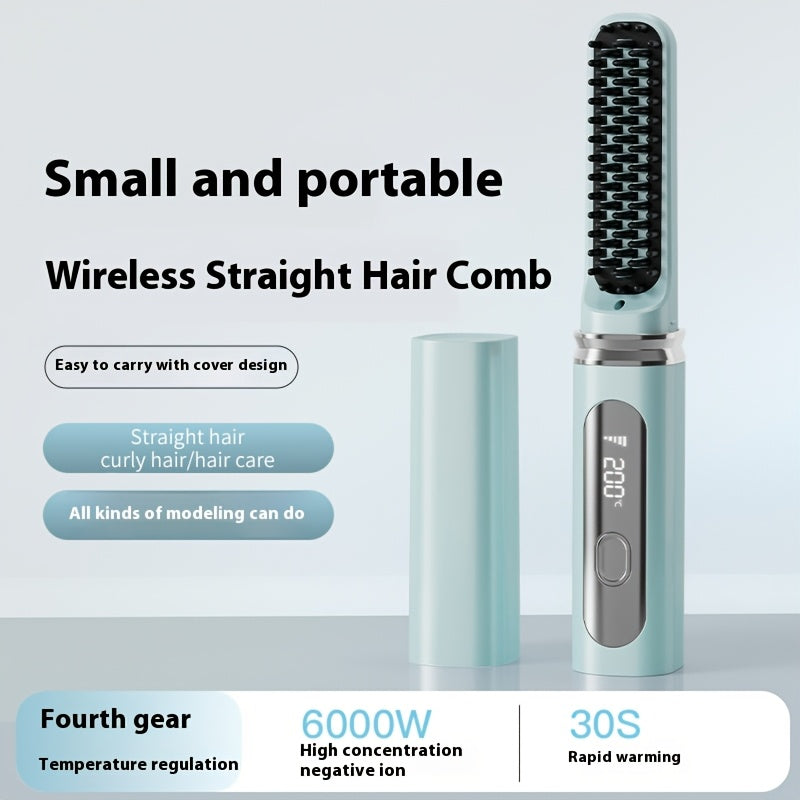 Rechargeable Wireless Hair Straightener & Curler - Gentle on Hair, Portable Styling Tool with USB Charging