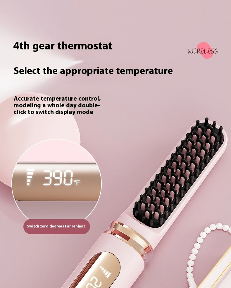 Rechargeable Wireless Hair Straightener & Curler - Gentle on Hair, Portable Styling Tool with USB Charging