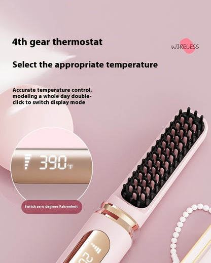 Rechargeable Wireless Hair Straightener & Curler - Gentle on Hair, Portable Styling Tool with USB Charging
