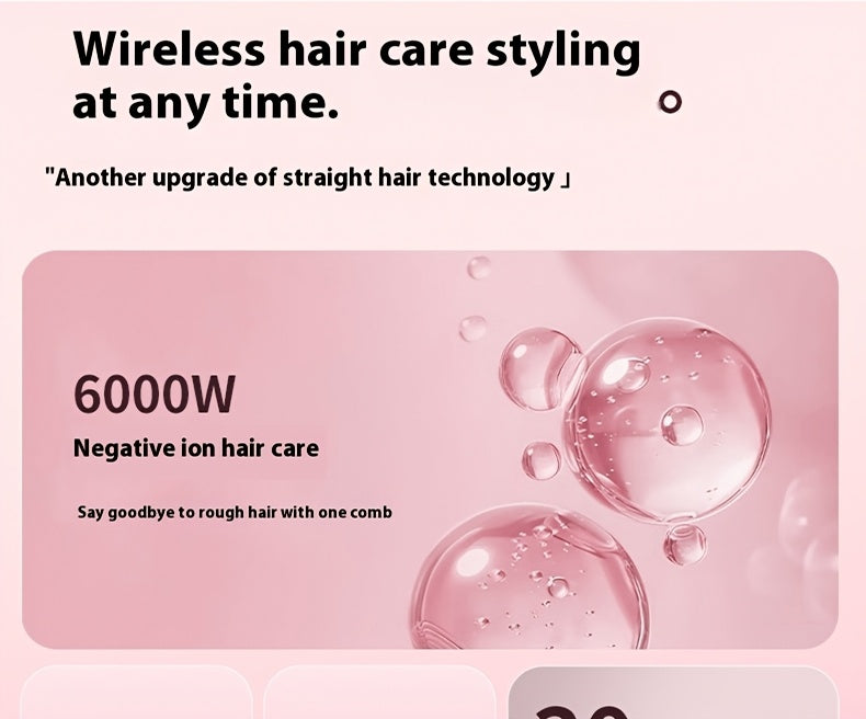 Rechargeable Wireless Hair Straightener & Curler - Gentle on Hair, Portable Styling Tool with USB Charging