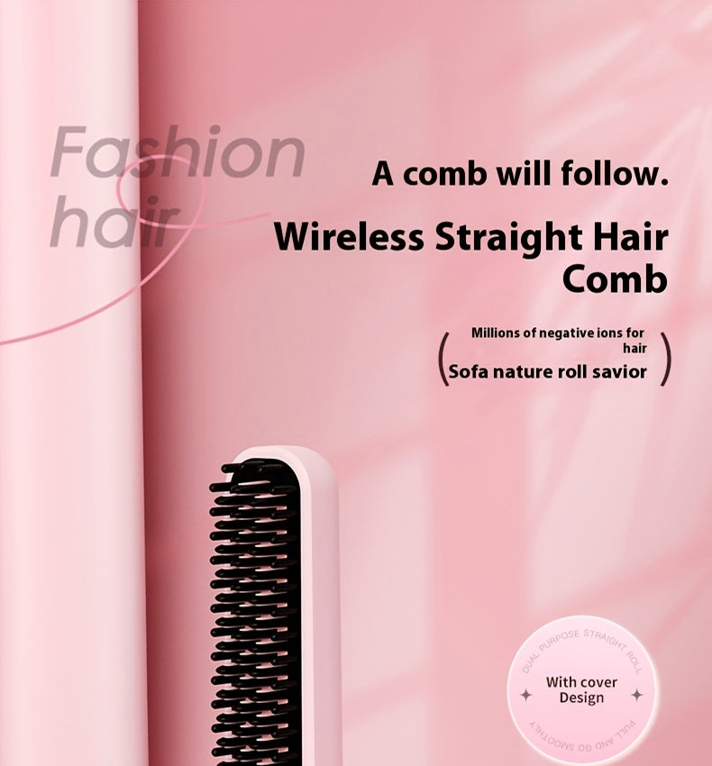 Rechargeable Wireless Hair Straightener & Curler - Gentle on Hair, Portable Styling Tool with USB Charging