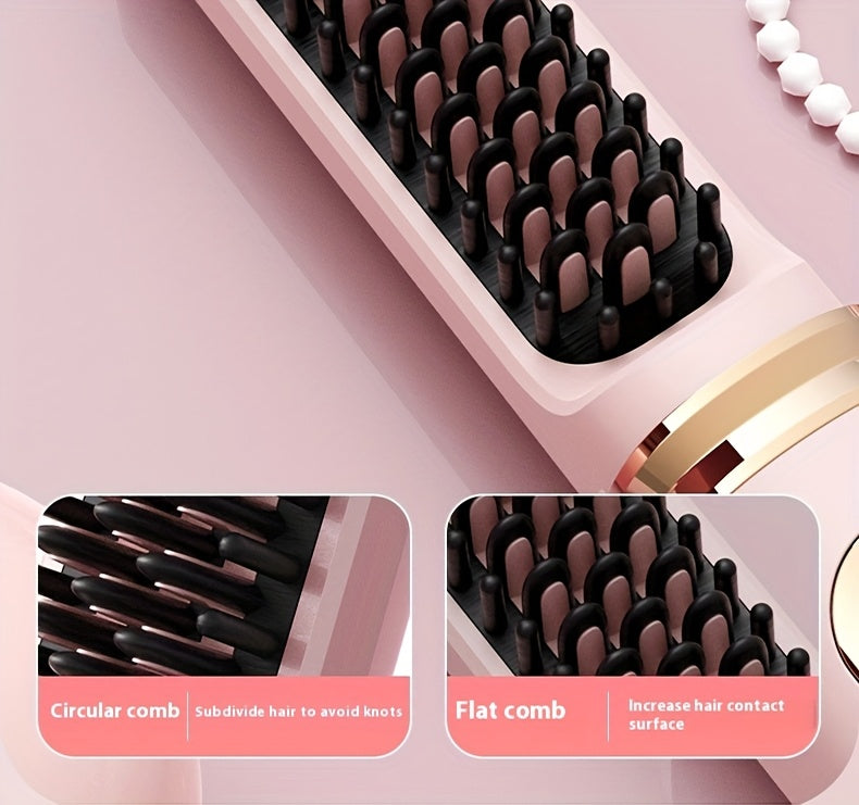 Rechargeable Wireless Hair Straightener & Curler - Gentle on Hair, Portable Styling Tool with USB Charging