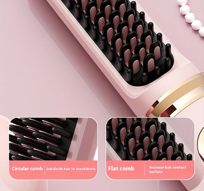 Rechargeable Wireless Hair Straightener & Curler - Gentle on Hair, Portable Styling Tool with USB Charging