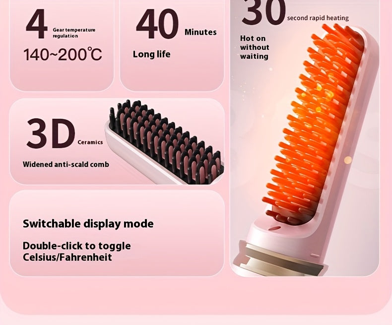 Rechargeable Wireless Hair Straightener & Curler - Gentle on Hair, Portable Styling Tool with USB Charging