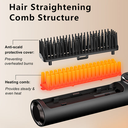 Brosse lissante 2-en-1 avec 15 réglages de chaleur, chauffe en 30s, écran LCD et double voltage, qualité salon