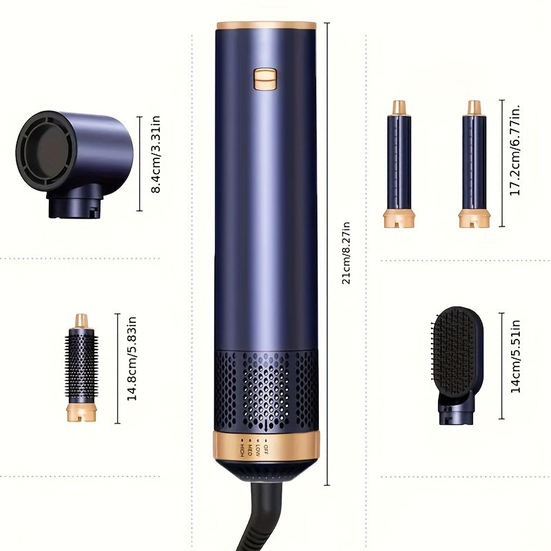 Brosse soufflante 5-en-1 multifonction pour lisser, boucler et coiffer, avec chaleur et air automatique
