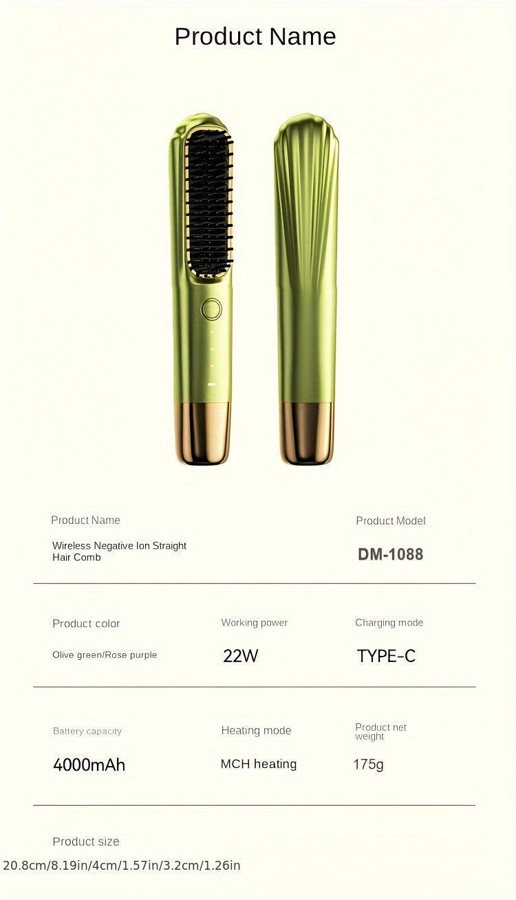 Smart Hair Straightener with Charging, Round Teeth No Damage to Hair, Constant Temperature Styling, Lazy Portable, Natural Volume Face Shaping Essential for Women's Travel