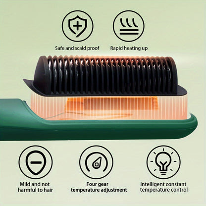 Brosse lissante électrique professionnelle, chauffage rapide, réglages de température, technologie ionique, poignée ergonomique