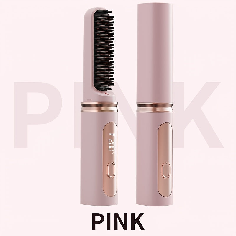 Rechargeable Wireless Hair Straightener & Curler - Gentle on Hair, Portable Styling Tool with USB Charging