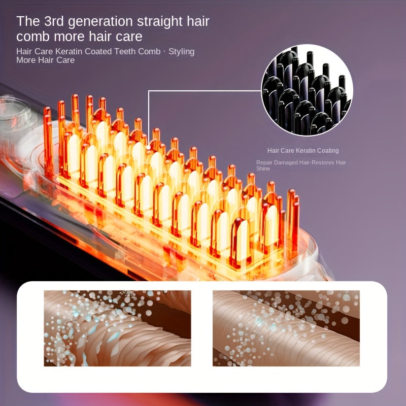 Smart Hair Straightener with Charging, Round Teeth No Damage to Hair, Constant Temperature Styling, Lazy Portable, Natural Volume Face Shaping Essential for Women's Travel