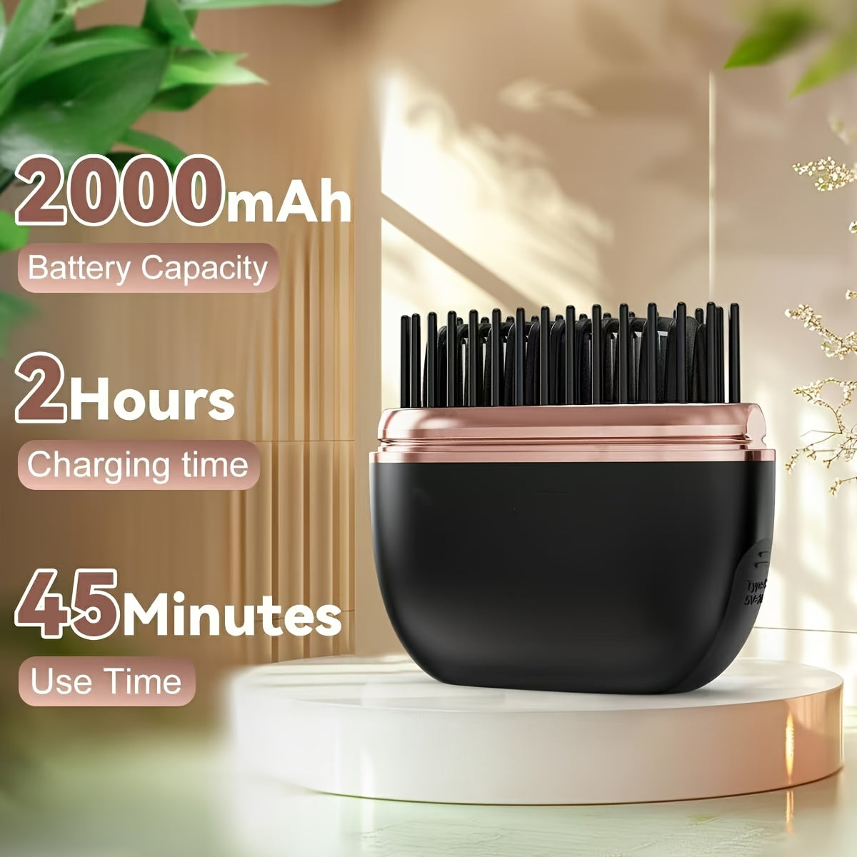 Mini Cordless Hair Straightener Comb for Bangs - Portable, Rechargeable USB, One-Button Operation, Maximum Temperature 200°C/392°F, Ideal for Styling Short Hair, Styling Hair Accessory | Modern Hair Styling | Compact Design