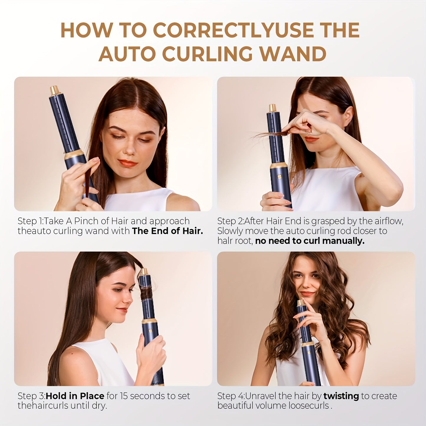 Brosse soufflante 5-en-1 multifonction pour lisser, boucler et coiffer, avec chaleur et air automatique