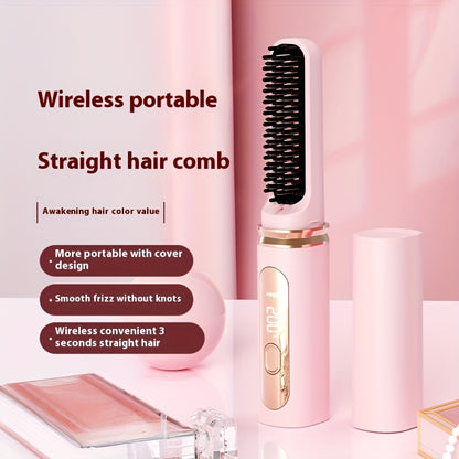 Rechargeable Wireless Hair Straightener & Curler - Gentle on Hair, Portable Styling Tool with USB Charging