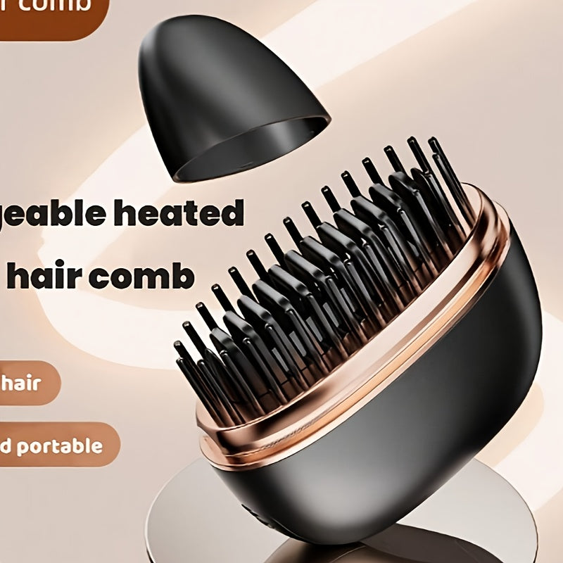 Mini Cordless Hair Straightener Comb for Bangs - Portable, Rechargeable USB, One-Button Operation, Maximum Temperature 200°C/392°F, Ideal for Styling Short Hair, Styling Hair Accessory | Modern Hair Styling | Compact Design