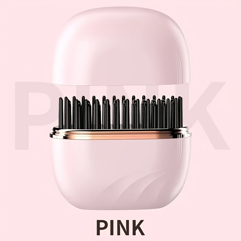 Compact Wireless Straightening Comb - Portable USB Charging Travel Essential, 3-Temperature Control, Copper Heating Plates for Smooth Styling, Portable Hair Styler | Fashionable Modern Design | Mini Hair Straightener