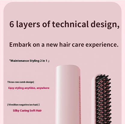 Rechargeable Wireless Hair Straightener & Curler - Gentle on Hair, Portable Styling Tool with USB Charging
