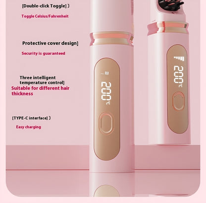 Rechargeable Wireless Hair Straightener & Curler - Gentle on Hair, Portable Styling Tool with USB Charging