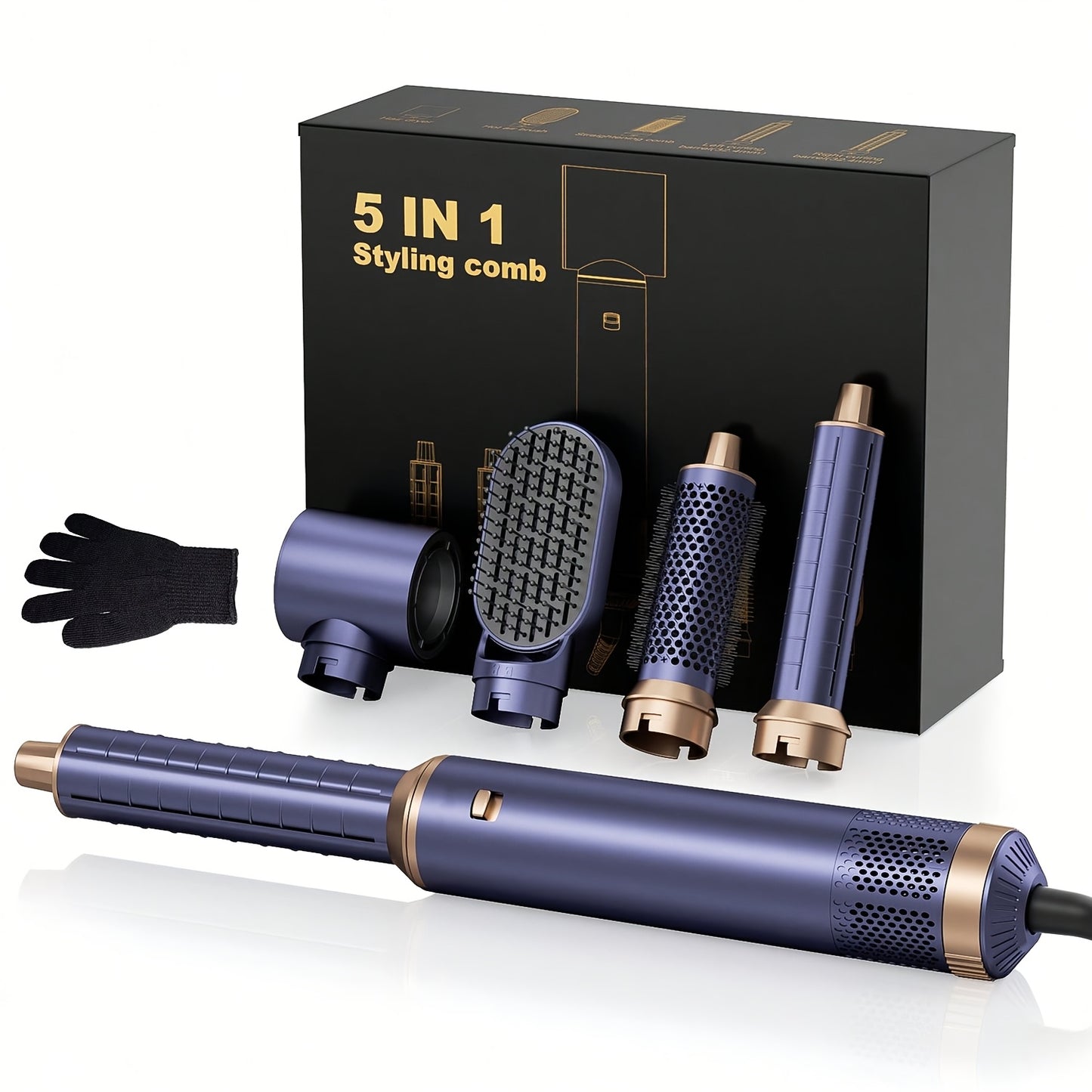 Brosse soufflante 5-en-1 multifonction pour lisser, boucler et coiffer, avec chaleur et air automatique