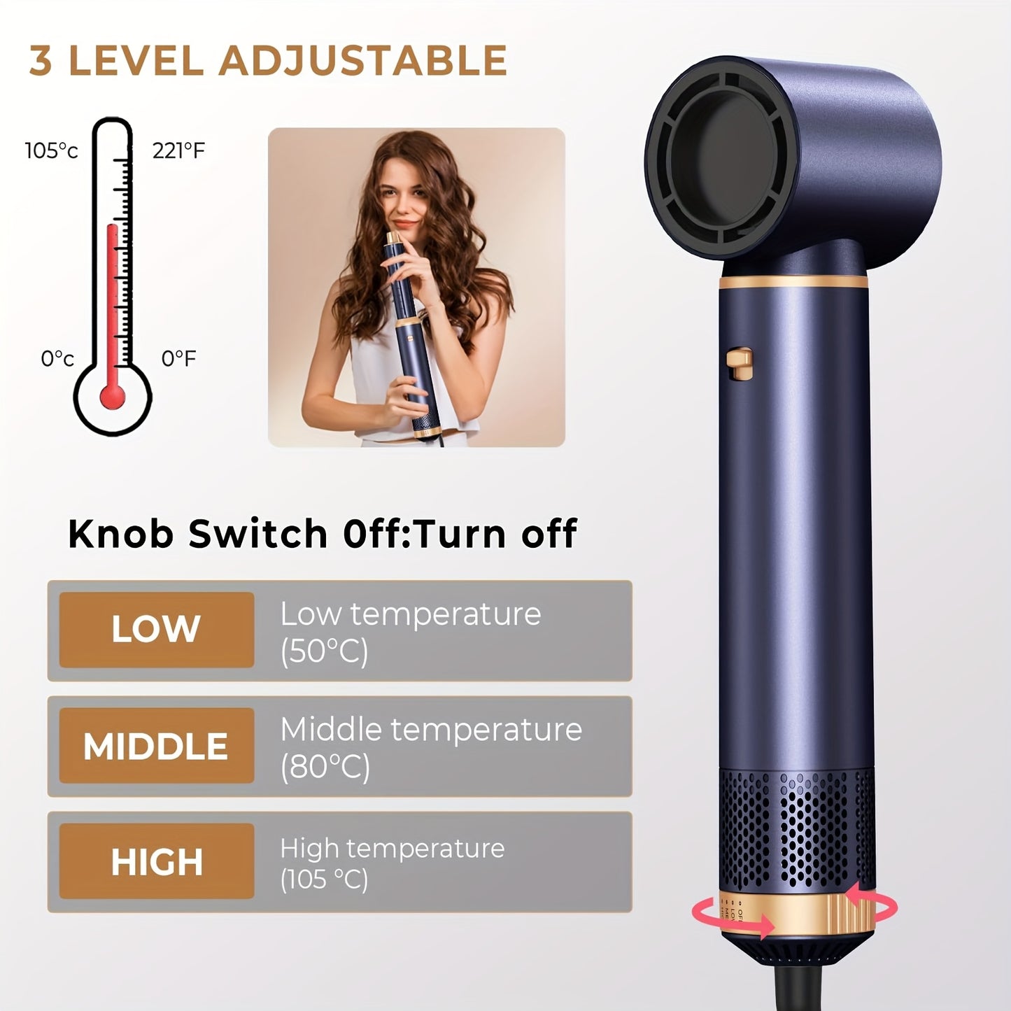Brosse soufflante 5-en-1 multifonction pour lisser, boucler et coiffer, avec chaleur et air automatique