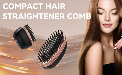 Mini Cordless Hair Straightener Comb for Bangs - Portable, Rechargeable USB, One-Button Operation, Maximum Temperature 200°C/392°F, Ideal for Styling Short Hair, Styling Hair Accessory | Modern Hair Styling | Compact Design