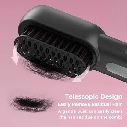 Peigne chauffant lissant/bouclant sans fil, rechargeable, anti-brûlure, avec technologie ionique