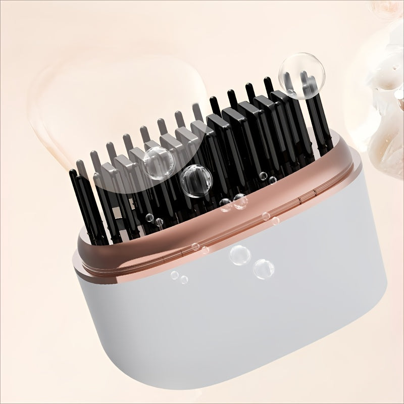 Mini wireless hair straightening comb, portable small hair straightening comb, USB charging portable hair straightener brush, compact heated comb