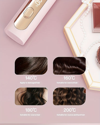 Rechargeable Wireless Hair Straightener & Curler - Gentle on Hair, Portable Styling Tool with USB Charging