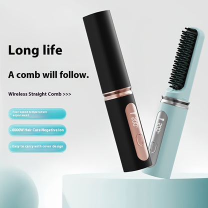 Rechargeable Wireless Hair Straightener & Curler - Gentle on Hair, Portable Styling Tool with USB Charging