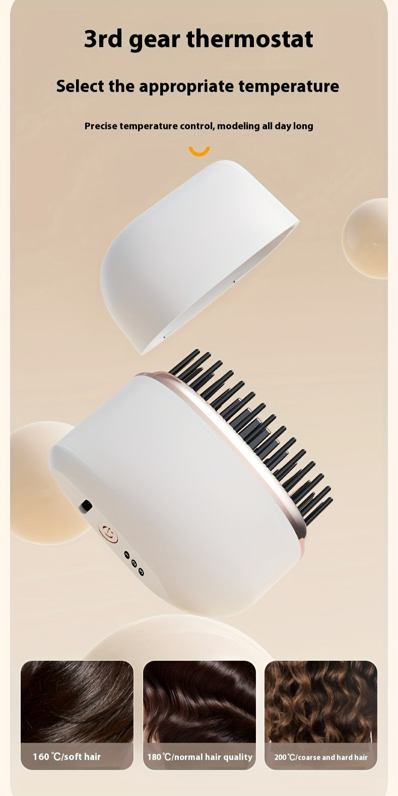 Mini wireless hair straightening comb, portable small hair straightening comb, USB charging portable hair straightener brush, compact heated comb