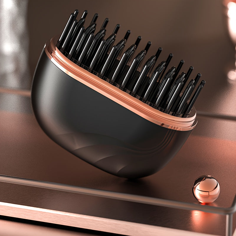 Compact Wireless Straightening Comb - Portable USB Charging Travel Essential, 3-Temperature Control, Copper Heating Plates for Smooth Styling, Portable Hair Styler | Fashionable Modern Design | Mini Hair Straightener
