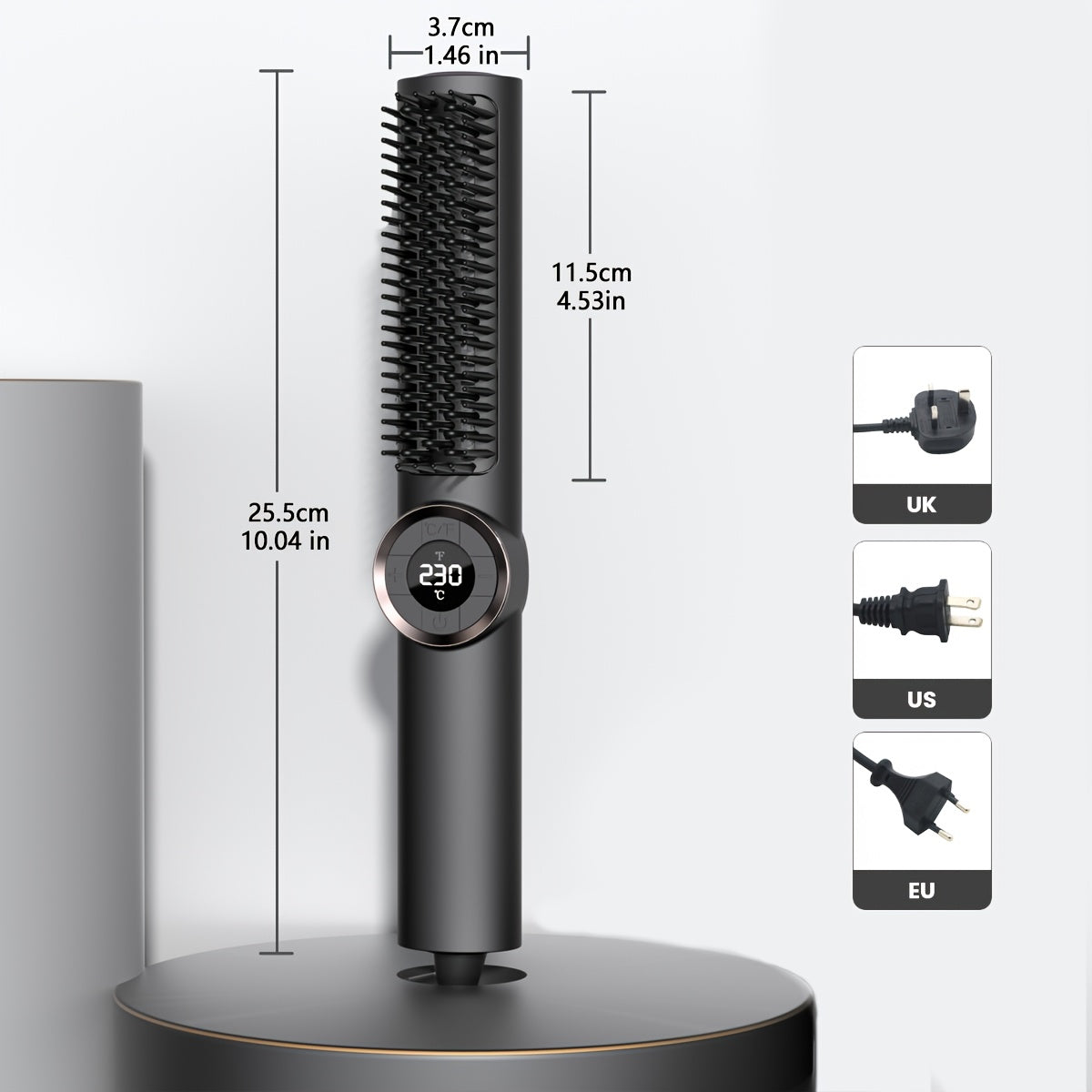 Brosse lissante 2-en-1 avec 15 réglages de chaleur, chauffe en 30s, écran LCD et double voltage, qualité salon