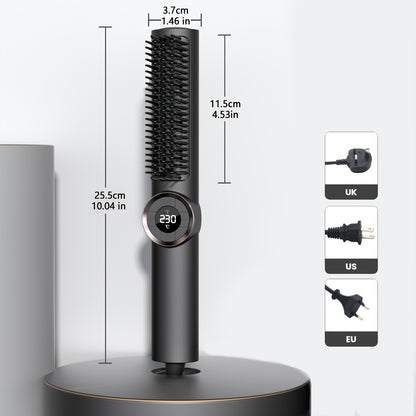 Brosse lissante 2-en-1 avec 15 réglages de chaleur, chauffe en 30s, écran LCD et double voltage, qualité salon