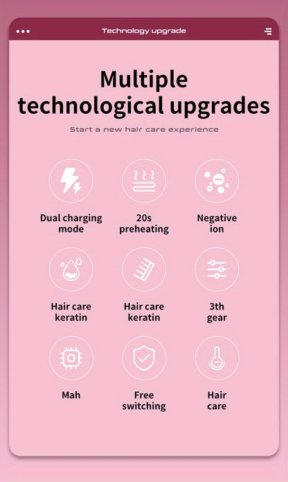 Portable Wireless Straightening Brush Type-C Quick Charge & Seat Charge Double Charging LCD Screen Display Constant Temperature Portable Styling Tool 2600/3200mAh Lithium Batter