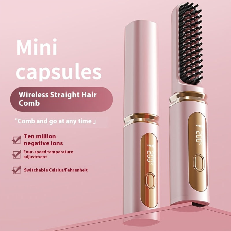 Rechargeable Wireless Hair Straightener & Curler - Gentle on Hair, Portable Styling Tool with USB Charging