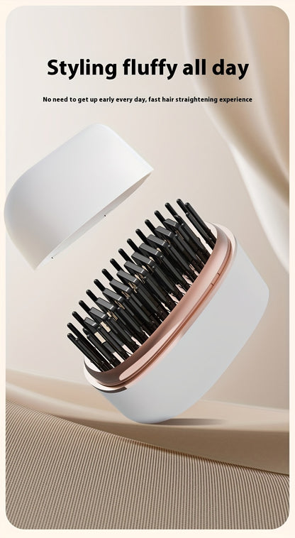Mini wireless hair straightening comb, portable small hair straightening comb, USB charging portable hair straightener brush, compact heated comb